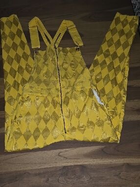 Birds of Prey Yellow Diamond-Pattern Zip  Jumpsuit/ Romper.